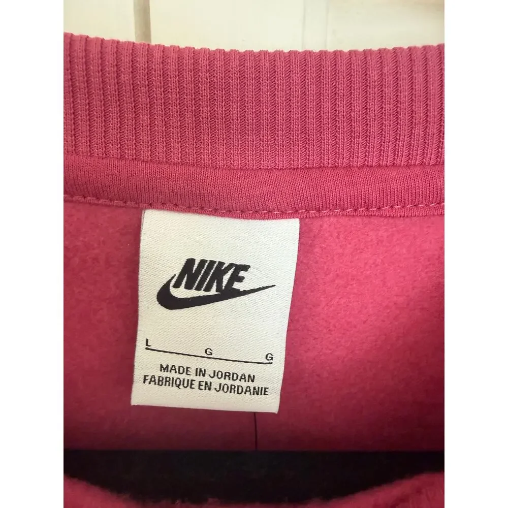 Nike Pink Fleece Oversized Crewneck Sweatshirt Large Kids Loungewear Casual